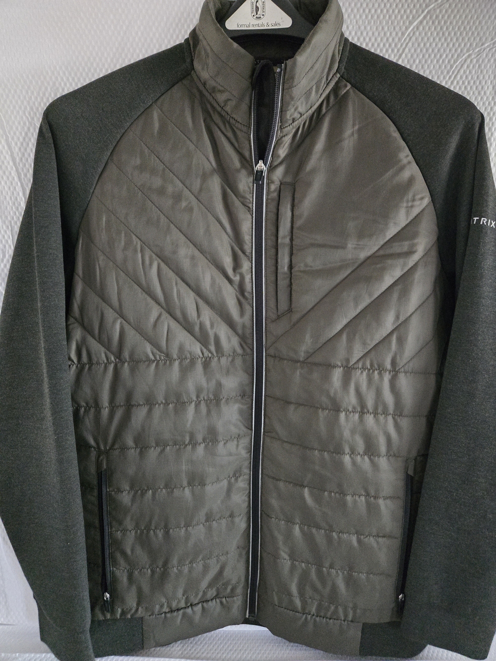 Matix Olive Quilted Hybrid Jacket with Dark Gray Sleeves